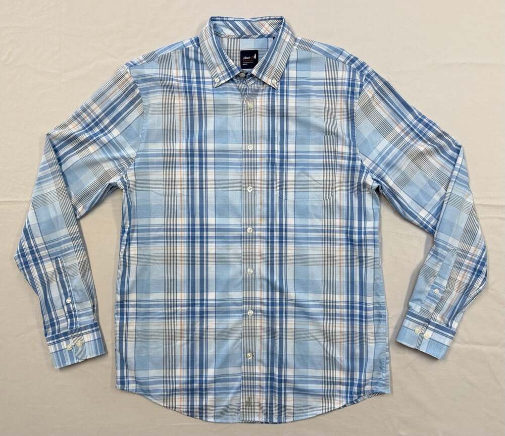 Johnnie-O Kiffin Performance Blue Plaid Button Down Shirt Men’s Size Medium